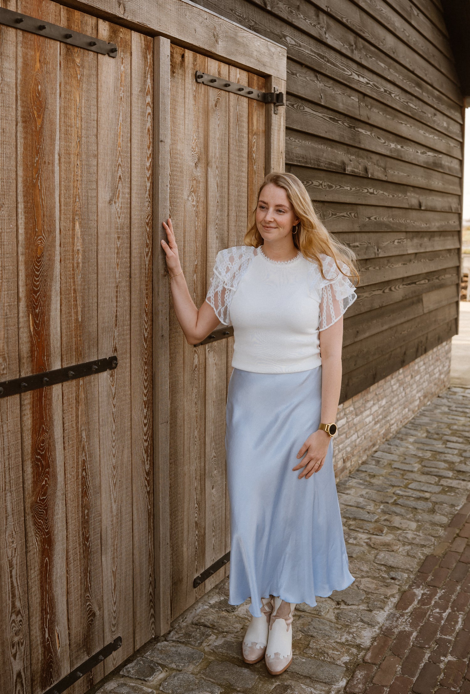 Satin rok Noa lichtblauw