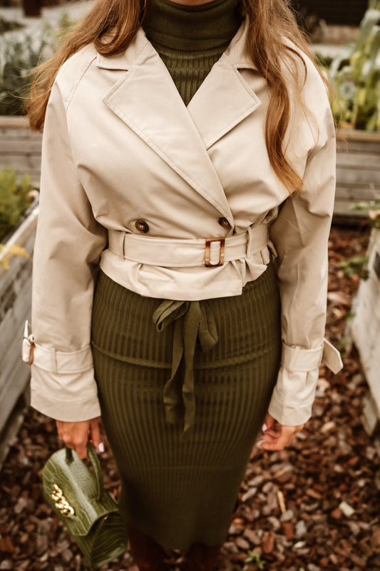 Trenchcoat kort beige